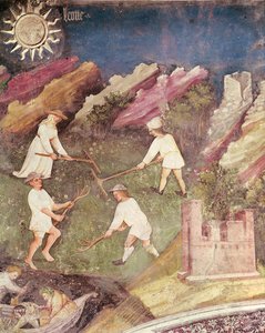 De maand juli, detail van de oogst, c.1400 door Bohemian School